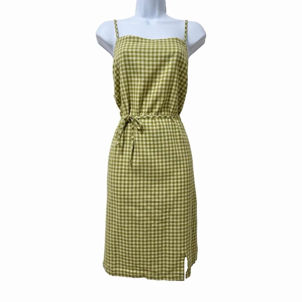 Toad & Co Womens Taj Hemp Gingham Tank Mini Dress Size L Woodbine Pattern NEW